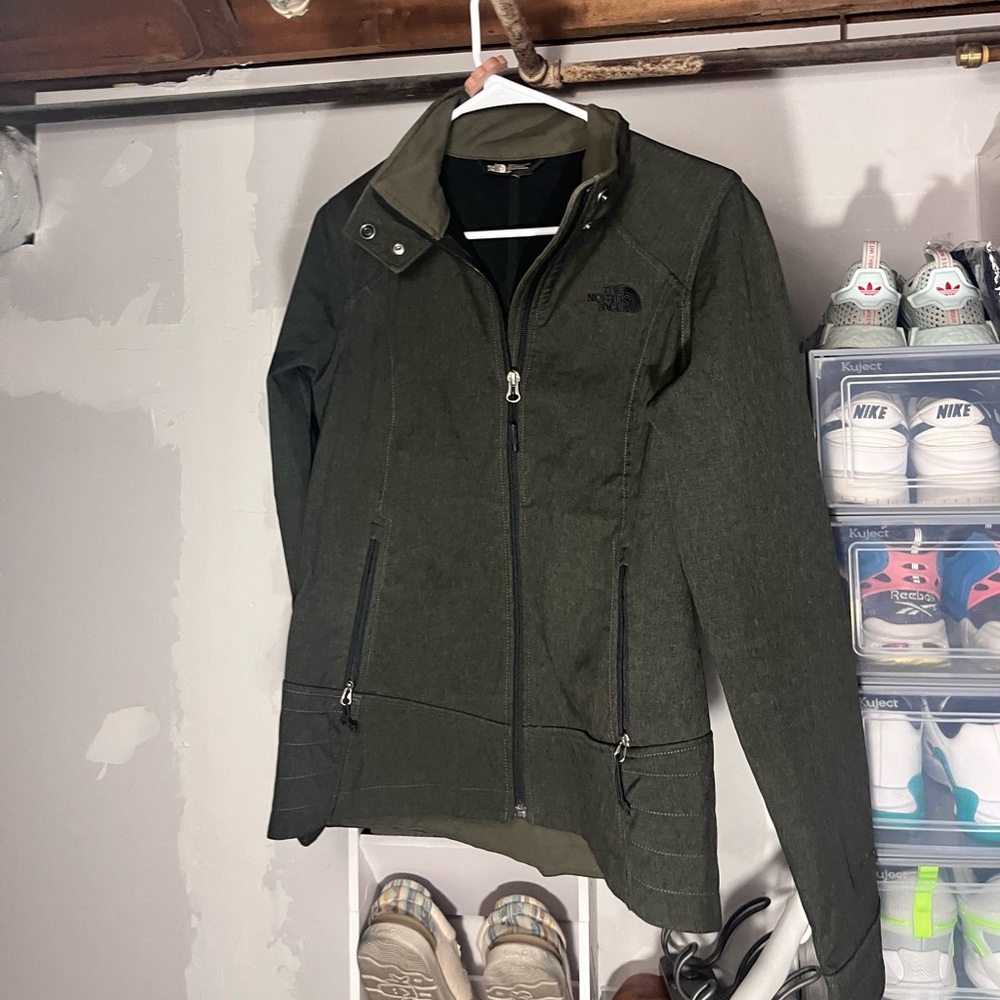 The North Face Olive Green Softshell Windwall Jacket